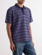 Rag & Bone - Striped Cotton-Piqué Polo Shirt - Blue