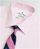 Brooks Brothers Men's Soho Extra-Slim Fit Dress Shirt, Performance Non-Iron with COOLMAX, Ainsley Collar Twill | Pink