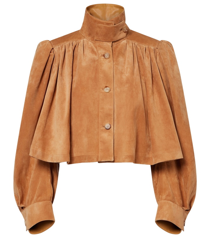 Photo: Chloé Cropped gathered suede jacket