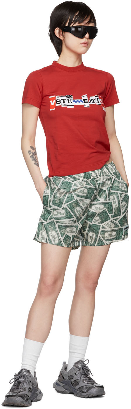 VETEMENTS Green Million Dollar Swim Shorts Vetements