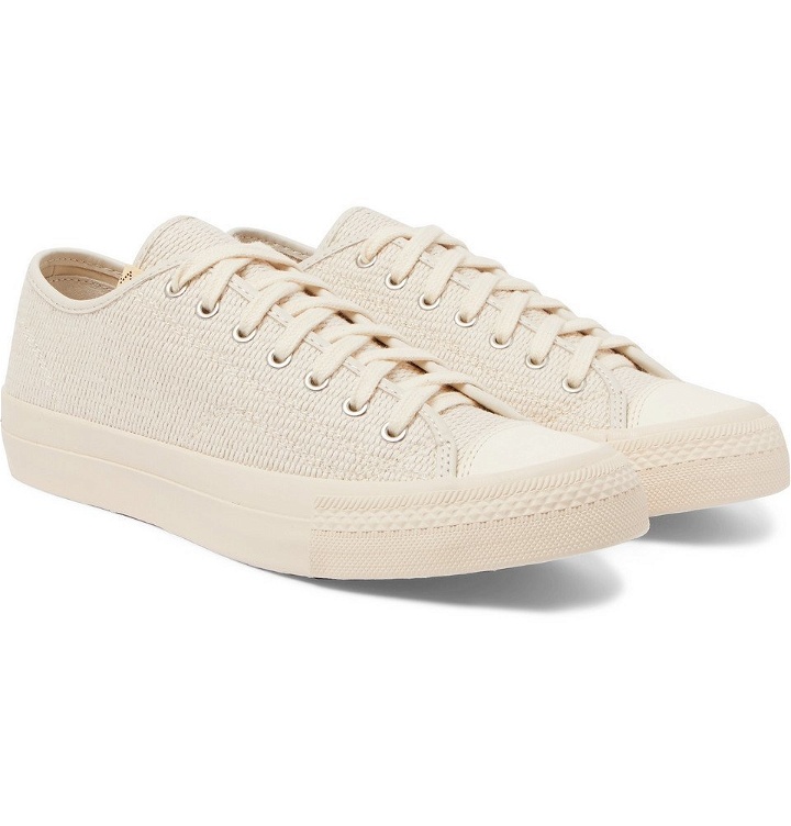 Photo: visvim - Skagway Lo Dogi Woven Canvas and Leather Sneakers - Men - Cream