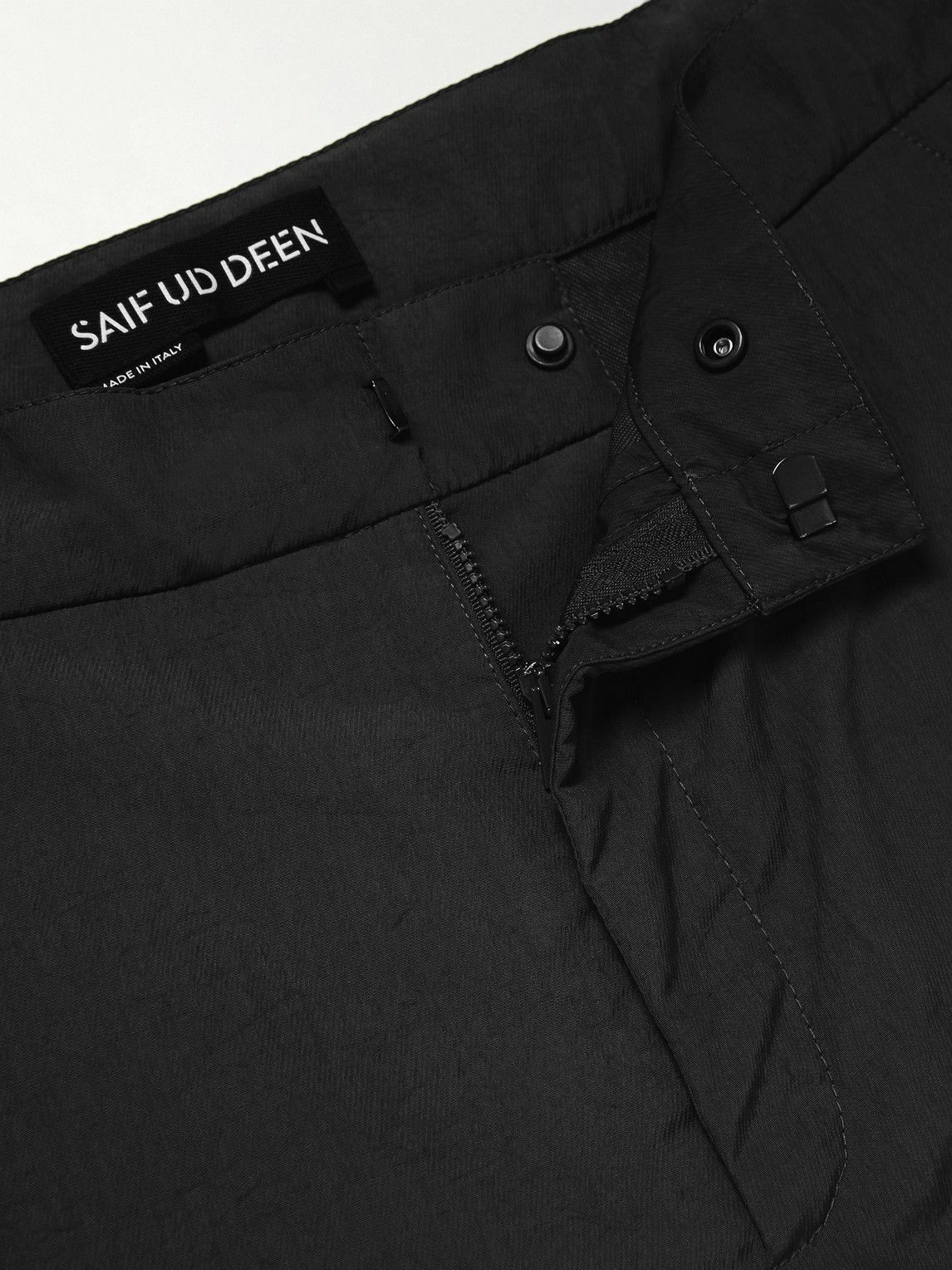 SAIF UD DEEN - Straight-Leg Shell Cargo Trousers - Black