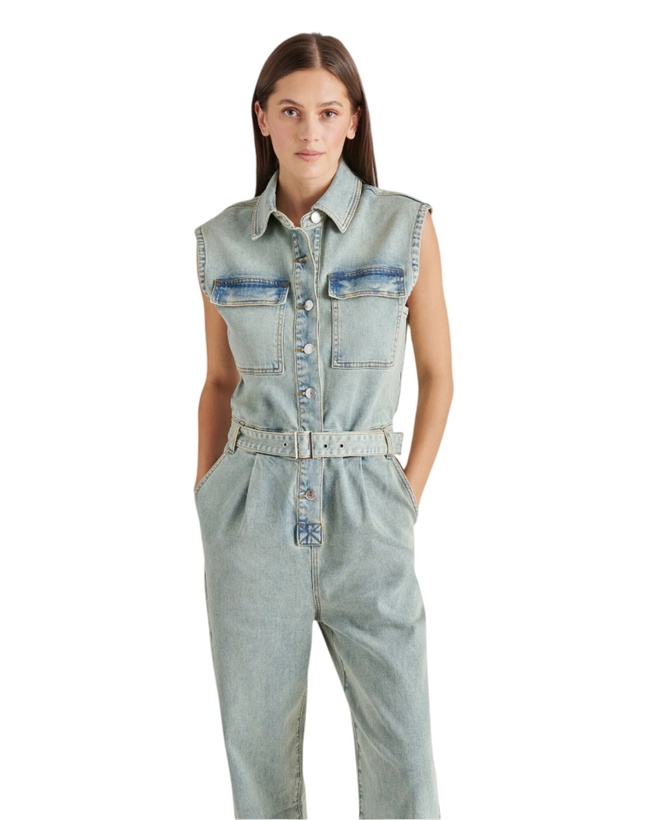 Photo: Steve Madden Olynne Jumpsuit in Denim