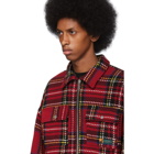 Palm Angels Red Check Wool Zipped Over Shirt