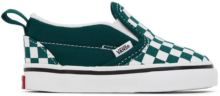 Photo: Vans Baby Green & White Checkerboard Slip-On V Sneakers
