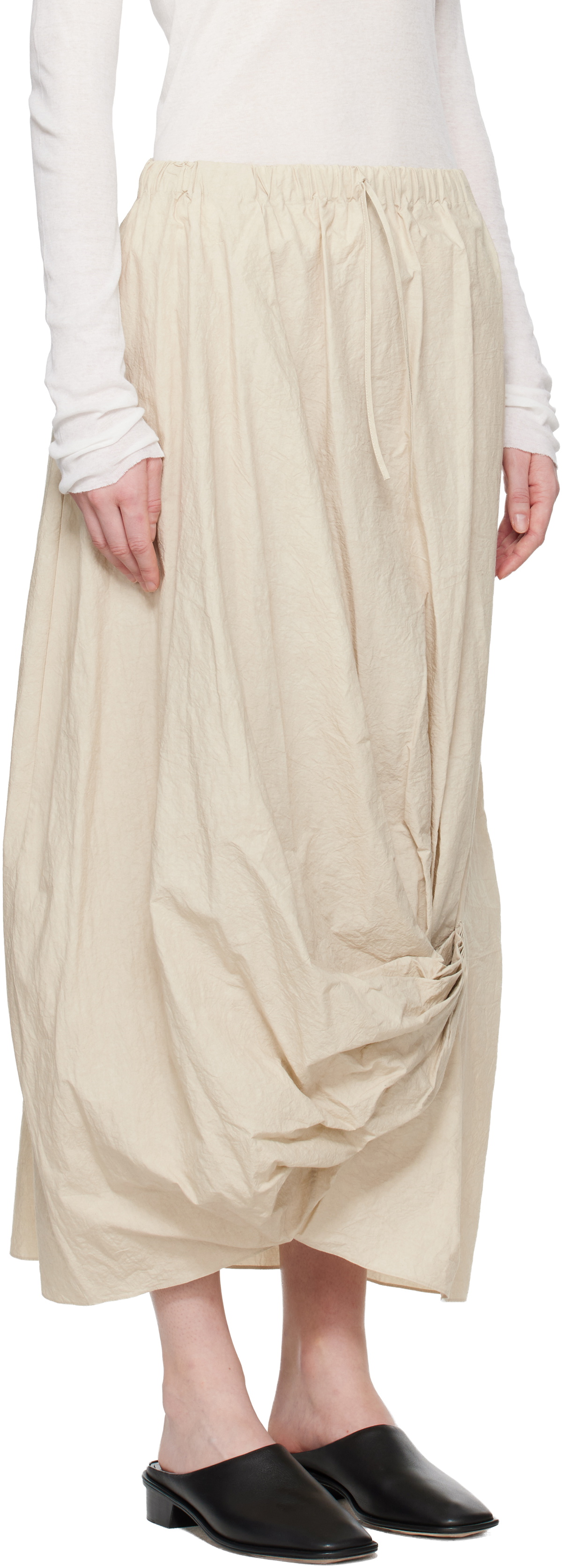 Lauren Manoogian Off-White Twist Midi Skirt
