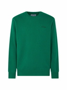 MC2 Saint Barth Man Crewneck Green Sweater With St. Barth Embroidery