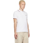 Moncler White Tricolor-Trimmed Cotton Piquet Polo