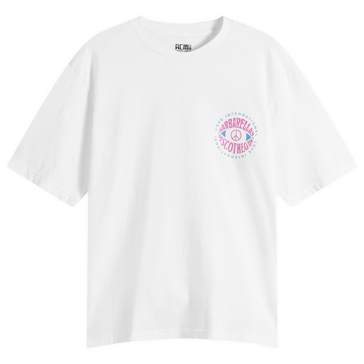 ACMH by Magic Castles Men's x Love International Barbarella's T-Shirt in White/Pink