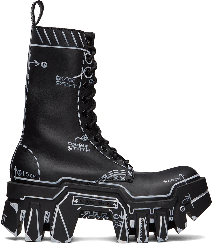 Balenciaga Black Bulldozer Lace-Up Boots Balenciaga
