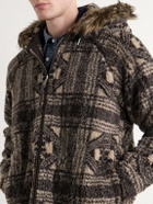 RRL - Hooded Plush-Trimmed Fleece Jacket - Brown