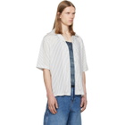Diesel White & Gray Half-Sleeve Pinstripe Modal Shirt