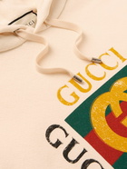 GUCCI - Logo-Print Cotton-Jersey Hoodie - Neutrals