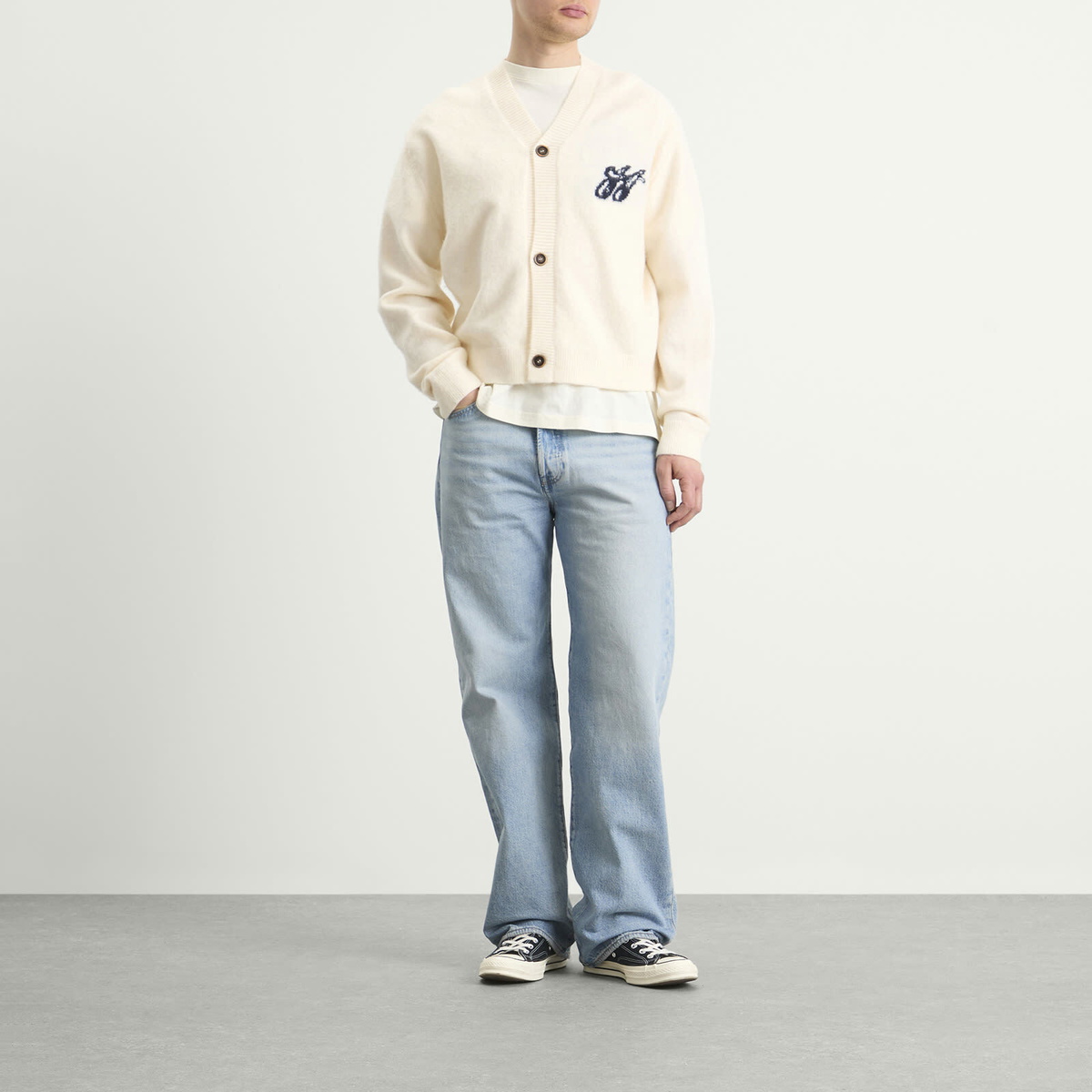 Honor the Gift Men's Brushed Knit Cardigan in Bone