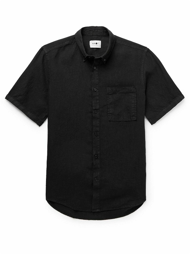 Photo: NN07 - Arne 5706 Button-Down Collar Linen Shirt - Black