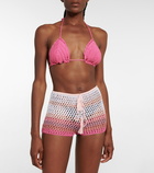 Anna Kosturova Striped crochet cotton shorts