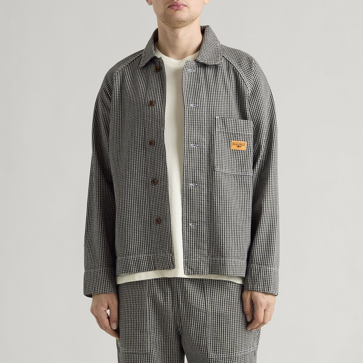 Service Works Men's House Gingham FOH Overshirt in Black