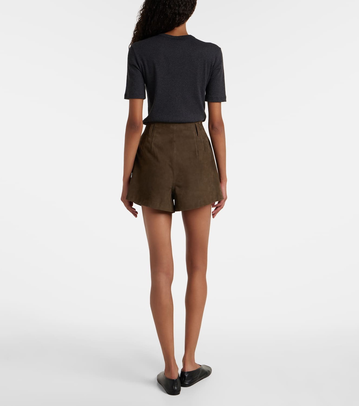 The Frankie Shop Lise high-rise suede shorts