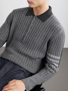 Thom Browne - Knitted Merino Wool Polo Sweater - Gray