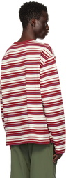 Uniform Bridge Red & Off-White Striped Long Sleeve T-Shirt