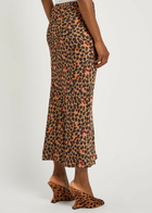 Never Fully Dressed Dorris Cherry and Leopard-print Satin Slip Skirt