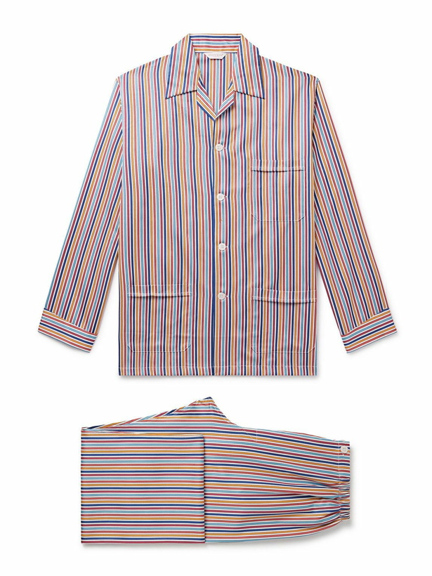 Photo: Derek Rose - Wellington Striped Cotton-Poplin Pyjama Set - Red