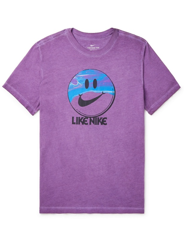 Photo: NIKE - NSW Printed Mélange Cotton-Jersey T-Shirt - Purple