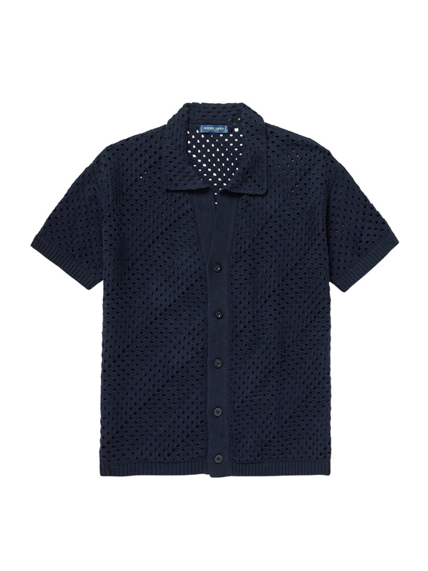 Photo: Frescobol Carioca - Pinto Crocheted Cotton Shirt - Blue