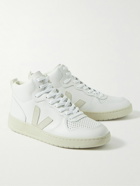 Veja - V-15 Suede-Trimmed Perforated Leather High-Top Sneakers - White