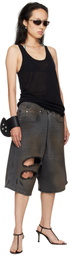 LU'U DAN Gray Kriss Kross Denim Shorts