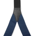 Favourbrook - Leather-Trimmed Silk-Dupioni Braces - Blue