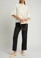 High Tulip Panelled Satin Blouse White