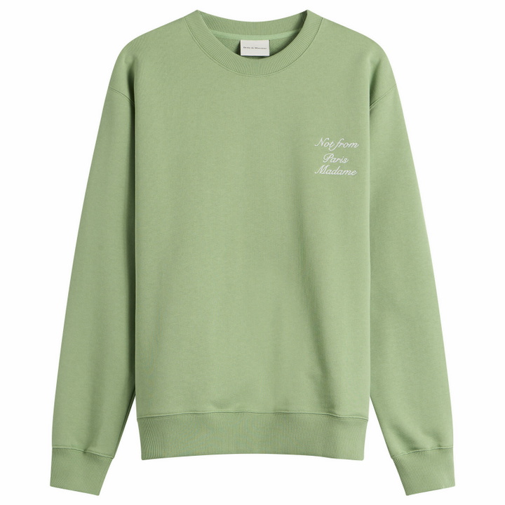 Photo: Drôle de Monsieur Men's Sweatshirt Slogan Calligraphy in Light Green