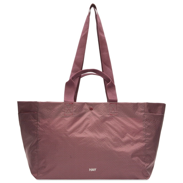Photo: HAY Grid Weekend Bag - Small in Burgundy 