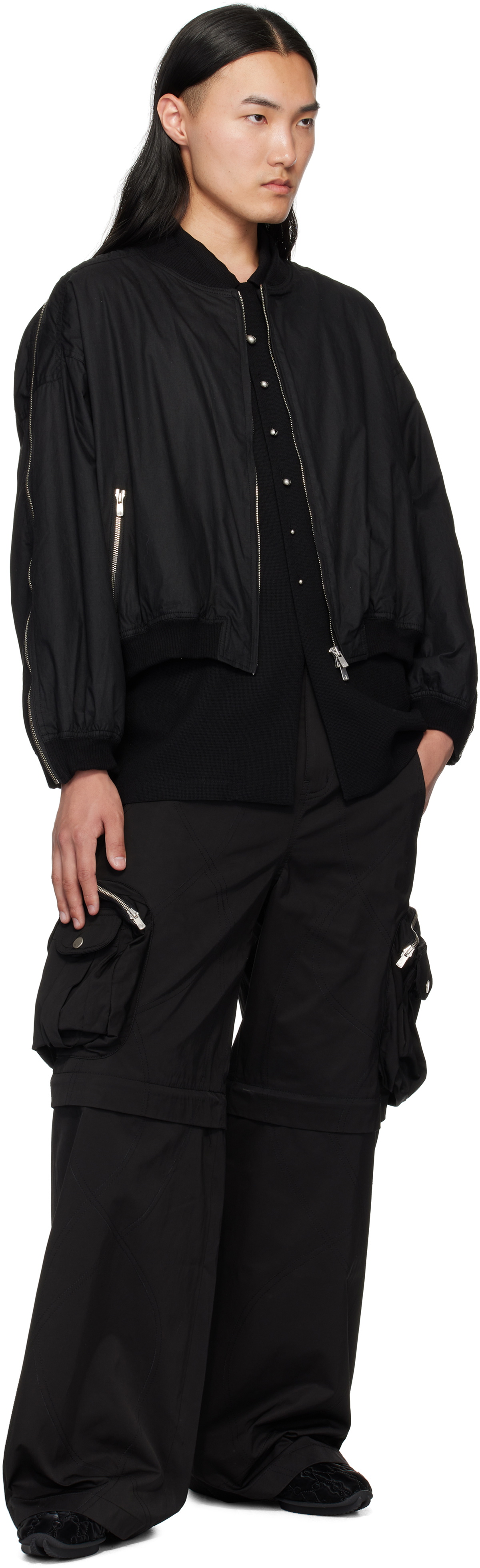 FFFPOSTALSERVICE Black Diffraction Convertible Cargo Pants