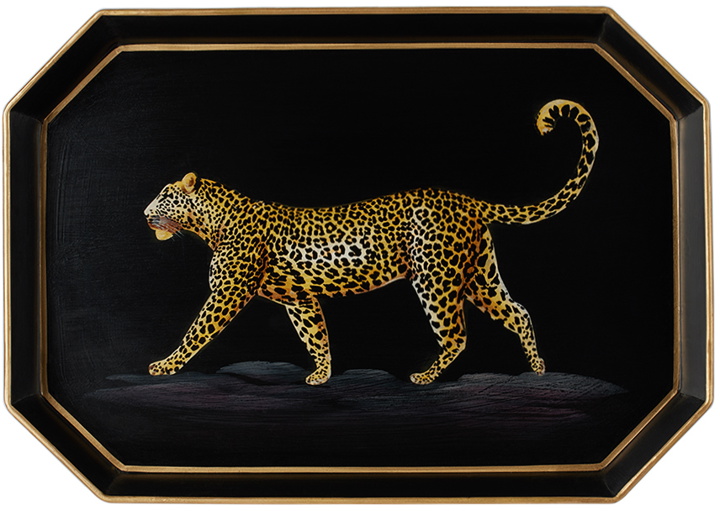 Photo: Les-Ottomans Black Fauna Hand-Painted Iron Tray
