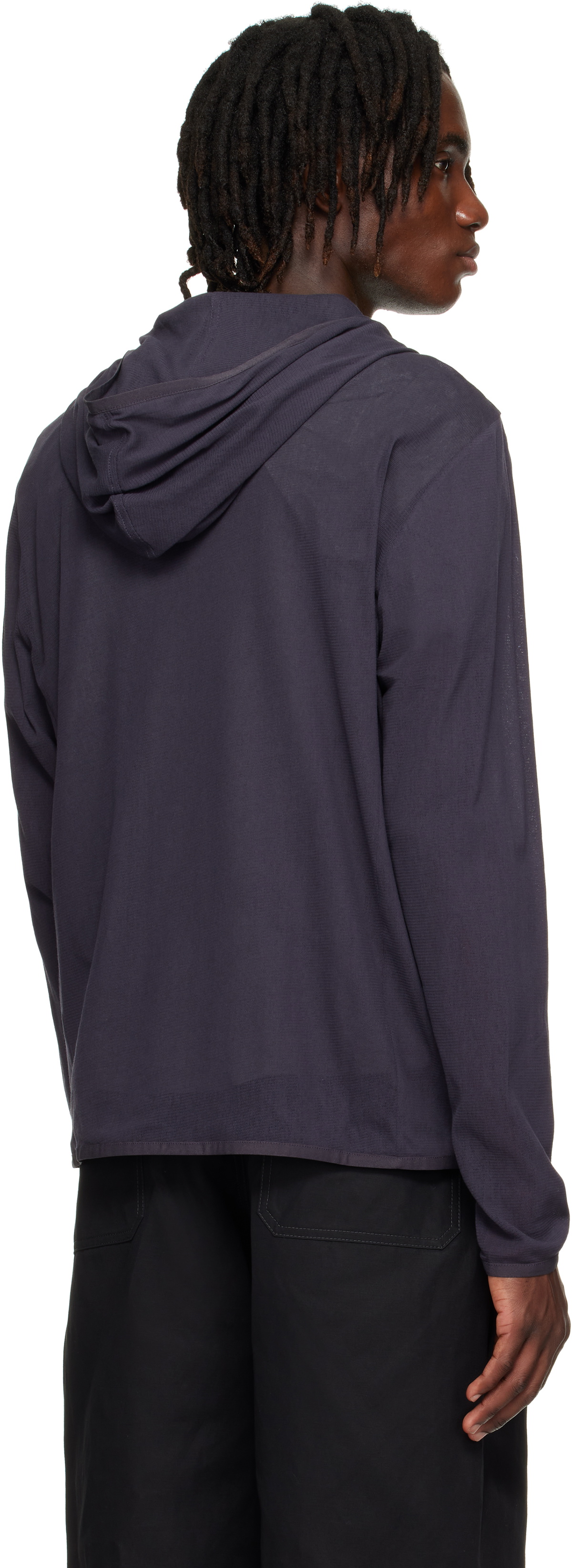 AMOMENTO Gray Mesh Hooded Zip Jacket