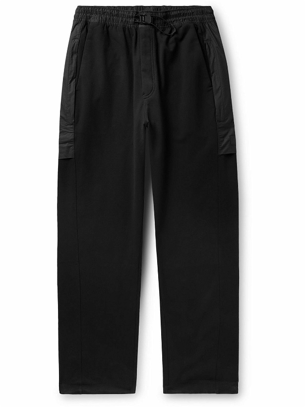 Photo: Y-3 - Straight-Leg Panelled Organic Cotton-Blend Jersey and Ripstop Sweatpants - Black