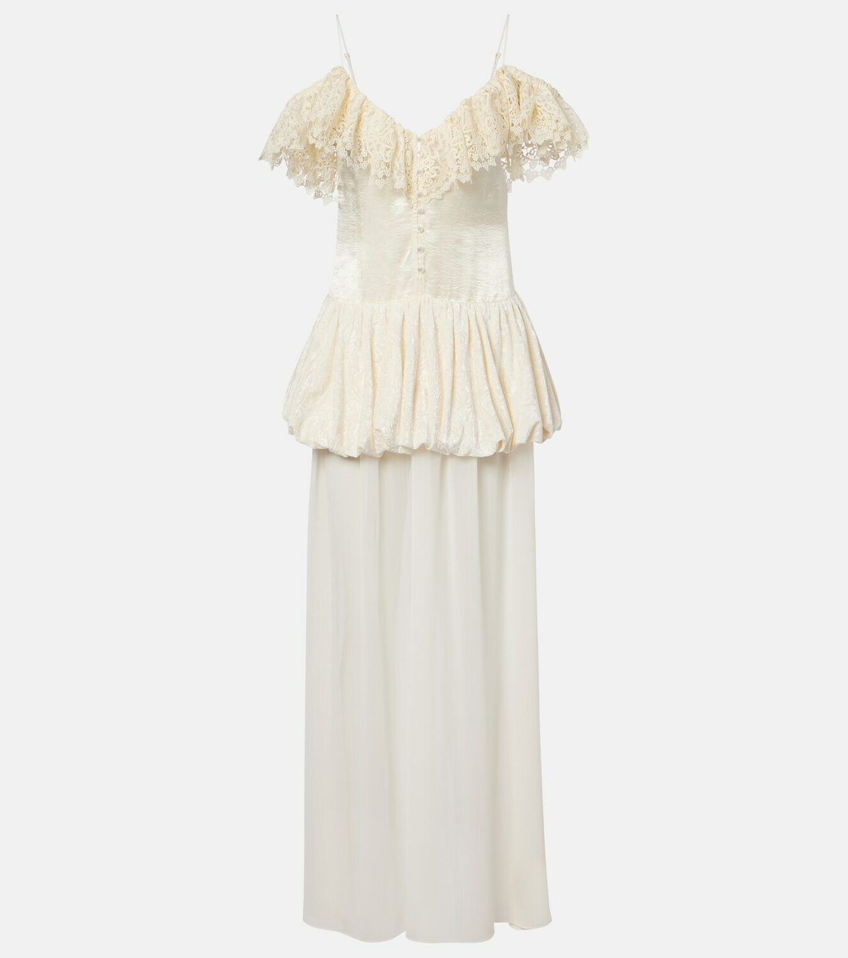 Xu Zhi Lace-trimmed peplum maxi dress