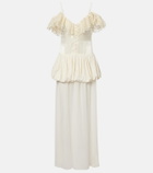 Xu Zhi Lace-trimmed peplum maxi dress