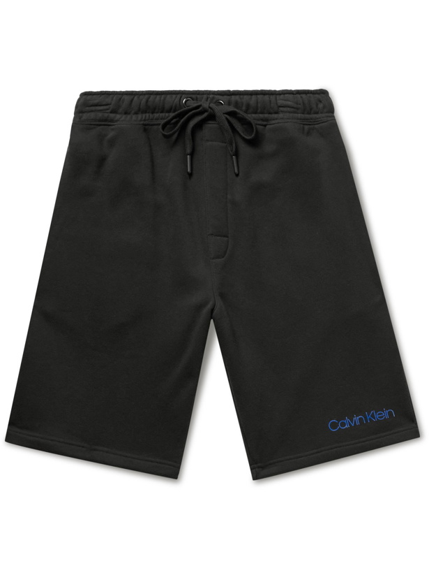 Photo: CALVIN KLEIN UNDERWEAR - Slim-Fit Loopback Stretch-Cotton Jersey Drawstring Shorts - Black - S