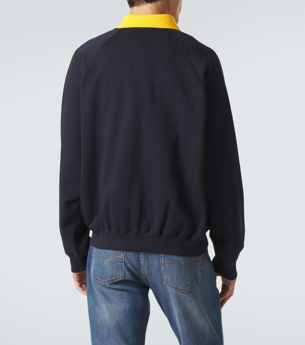 Versace Embroidered cotton jersey polo sweatshirt