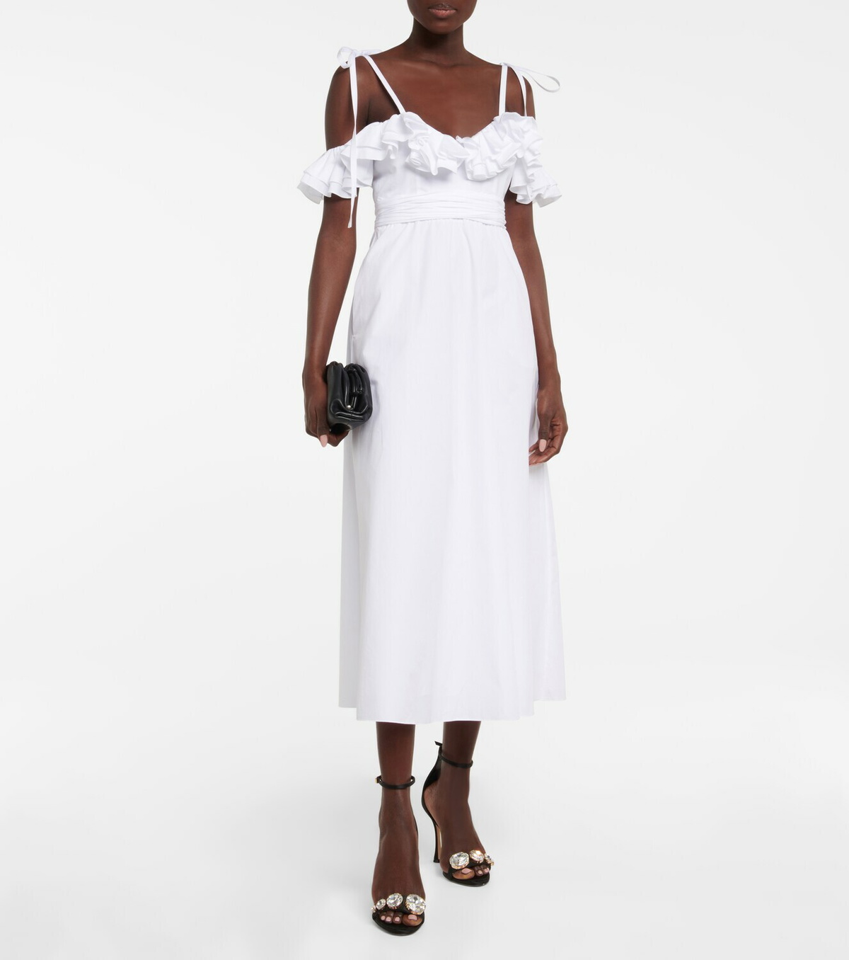 Giambattista Valli - Ruffle-trim cotton poplin midi dress