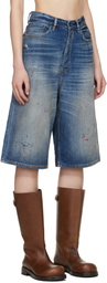 Acne Studios Navy Loose Fit Denim Shorts