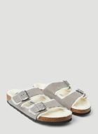 Arizona Shearling Two Strap Sandals in Grey