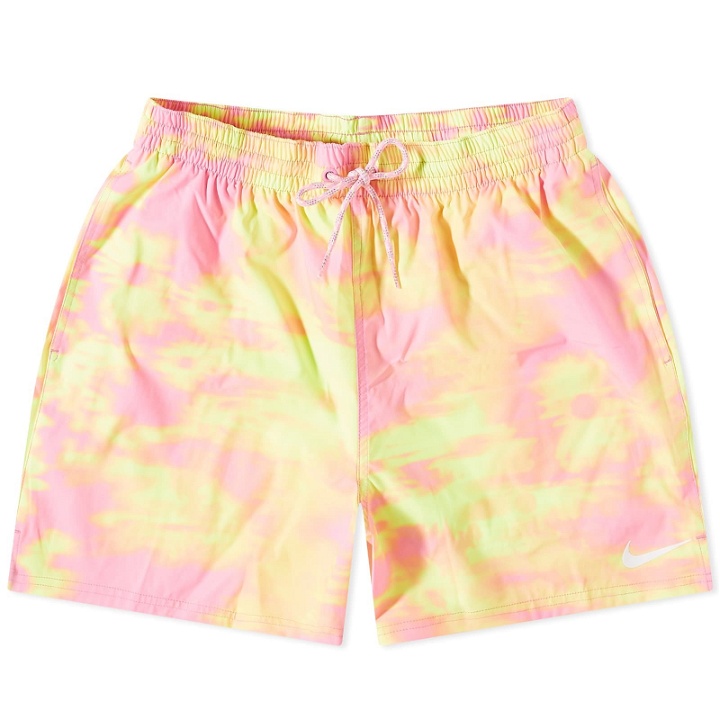 Photo: Nike Swim Men's Floral Fade 5" Volley Short in Pink Spell