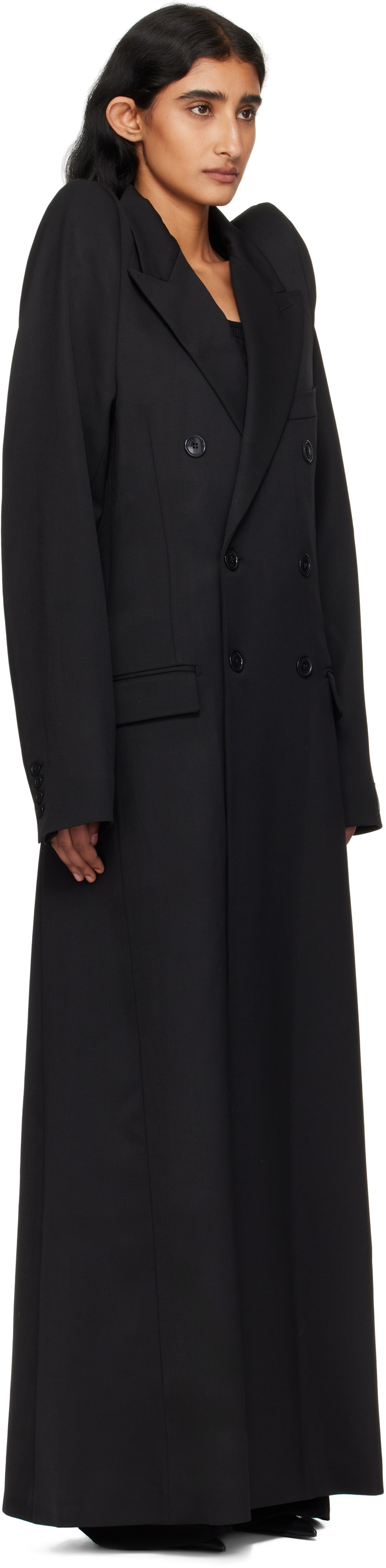 VETEMENTS Black Tight Shoulder Tailored Coat