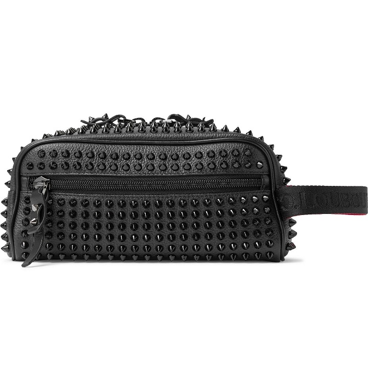 Photo: Christian Louboutin - Studded Full-Grain Leather Wash Bag - Black