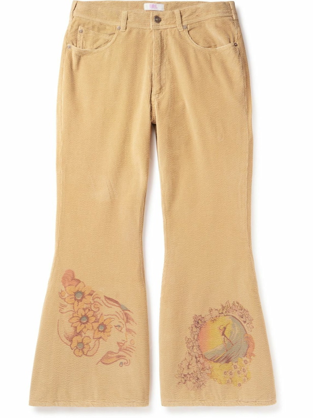 Photo: ERL - Slim-Fit Flared Printed Cotton-Blend Corduroy Trousers - Neutrals
