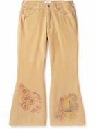 ERL - Slim-Fit Flared Printed Cotton-Blend Corduroy Trousers - Neutrals